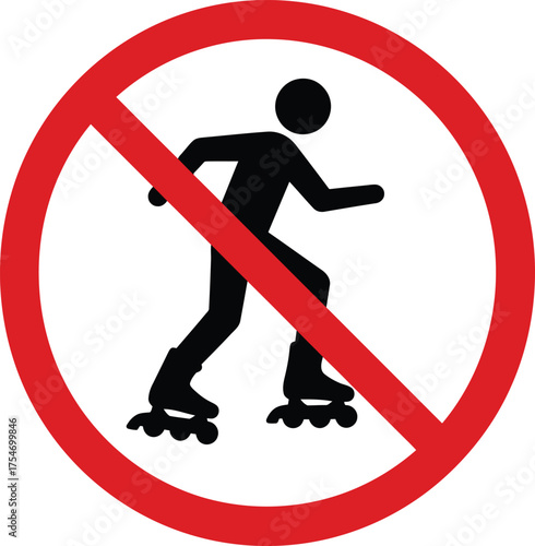 Scalable vector graphic prohibition sign no rollerblading icon eps illustration