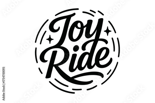 Joy Ride Typography. “Joy Ride”. modern hand lettering, smooth curves, balanced composition, clear readable