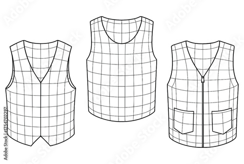 3D Wireframe Vector of Stylish Vests and Tops