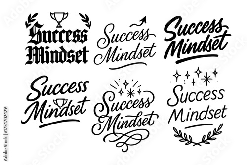 Success Mindset Calligraphy. Success Mindset. Create a calligraphy lettering illustration of the phrase:
