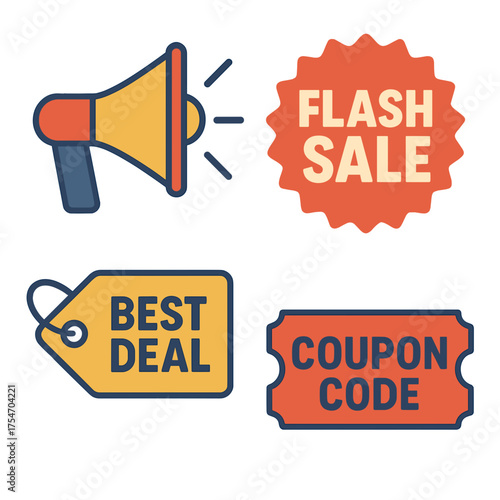 Flash sale best deal coupon code advertising elements