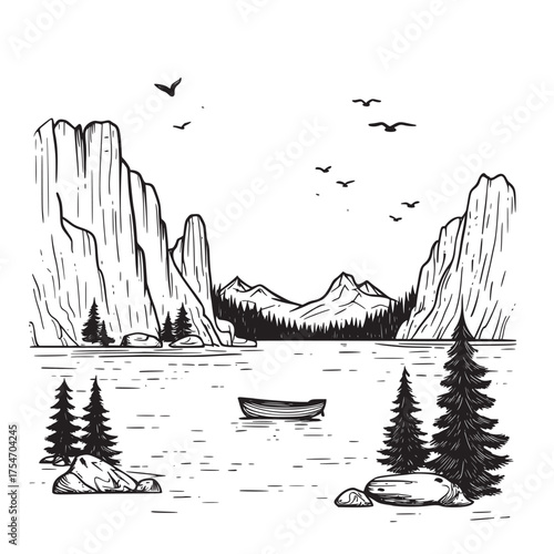 creative vector line art of joyful exploration of national parks