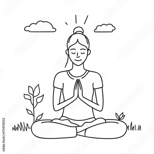 cute vector illustration outline of engaging in outdoor teambuilding activities