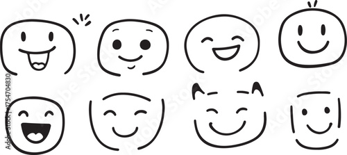 A colorful vector illustration set of funny cartoon faces and heads featuring various emotional expressions, from smiling avatars to expressive boy and woman characters