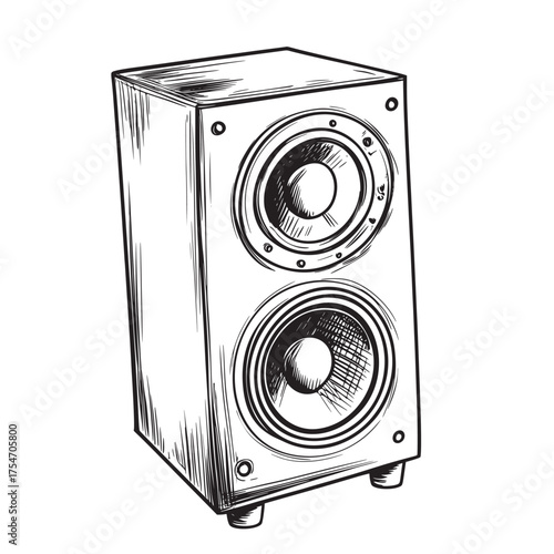 flat and simple line art concept of speaker with degree sound