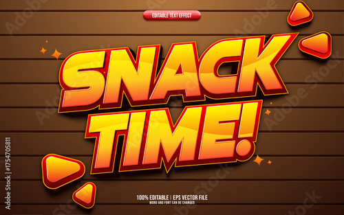 Snack Time Cartoon Style 3D editable text effect