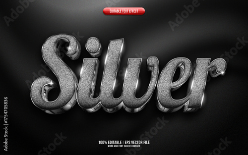 Silver Glitter 3D editable text effect
