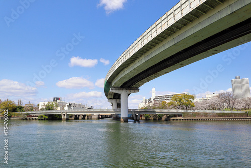 大川と阪神高速道路