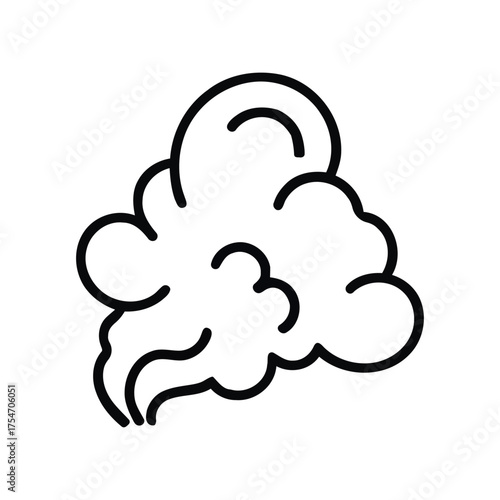 Stylized Smoke Plume Icon Against White Background in Simple Line Drawing