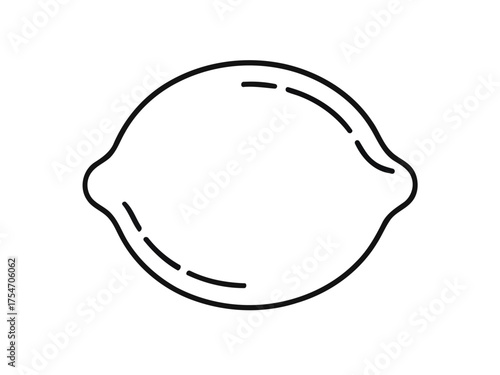 Outline depiction of lemon with segments on a plain background