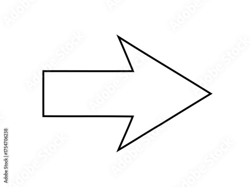 Isolated directional arrow pointing right on blank white background