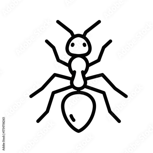 Ant Insect Outlined on White Background - Editable Vector