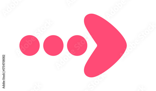 Pink heart shape arrow with bullet points in gradient design. Clipart image isolated on background.