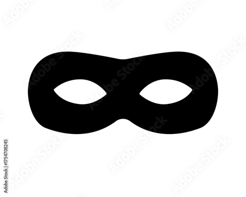 Black silhouette of eye mask for disguise or costume. Clipart image isolated on background.