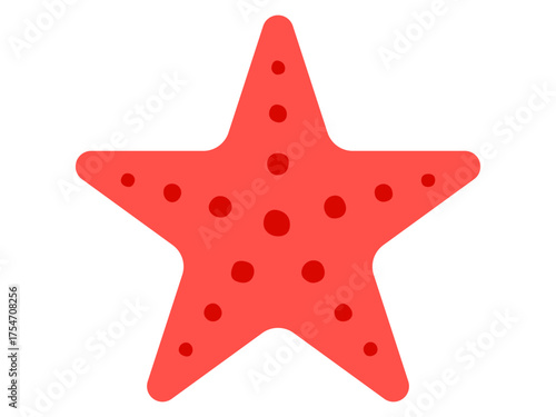 Red starfish icon with dots. Clipart image isolated on background.