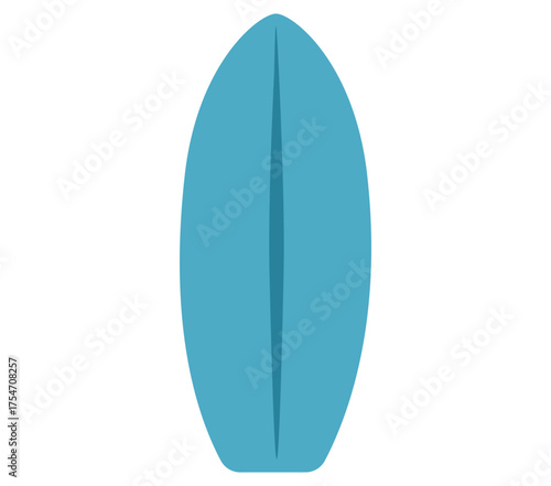 Minimalist blue surfboard icon flat design. Clipart image isolated on background.