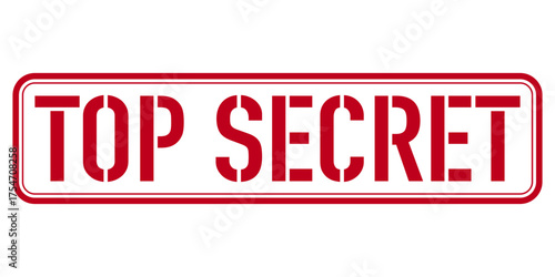 Red top secret stamp on white background. Clipart image.