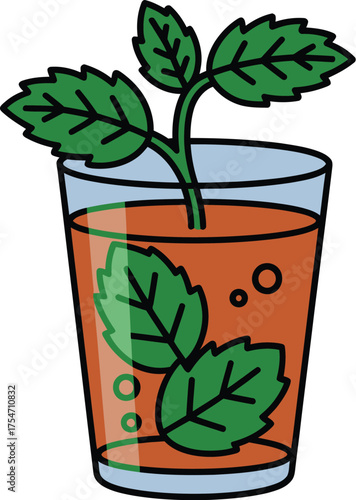 Refreshing mint tea recipe illustration in a glass for healthy lifestyle tips