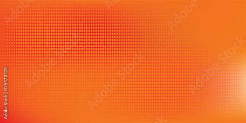 Dots halftone orange color pattern gradient texture with technology digital background. Dots pop art comics with summer background. Modern design