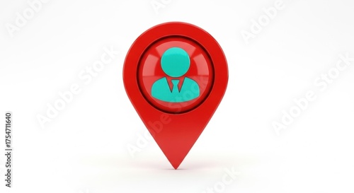 Free Download A 3D rendered red map pin with a turquoise person icon inside, isolated on a white background. - GFXLoad