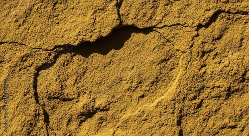 Close up of cracked brown surface with shadows