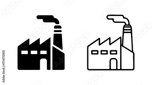 Factory buildings with smokestacks with transparent background