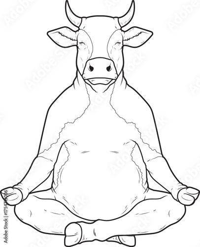 Cow Yoga Fitness Meditation Animal Vector Graphic Art Illustration