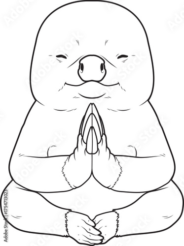 Mole Yoga Fitness Meditation Animal Vector Graphic Art Illustration