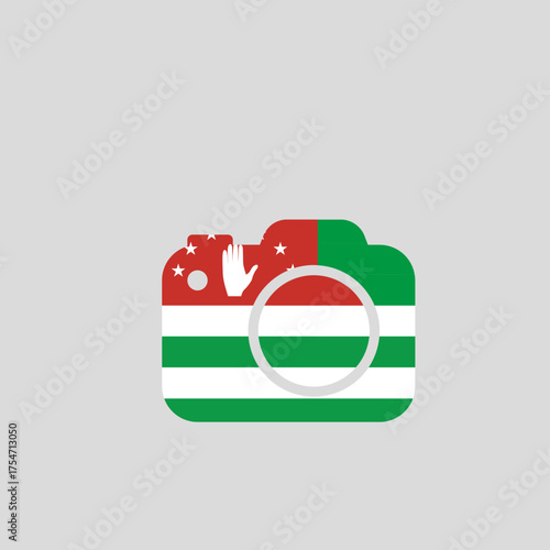Camera Lens Icon with Abkhazia Flag Background