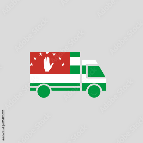 Delivery Truck Icon Covered in Abkhazia Flag