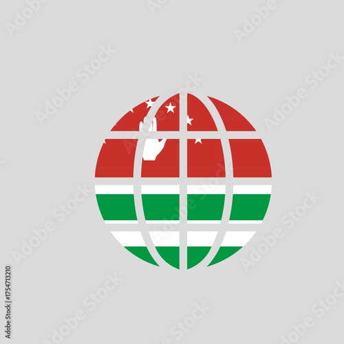 Globe and World Icon with Abkhazia Flag Overlay