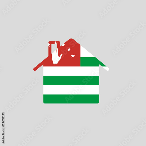 Home Shape Icon with Abkhazia Flag Colors