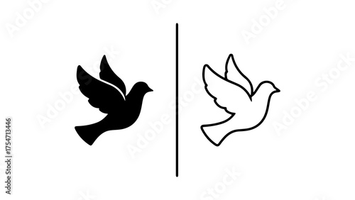 Flying dove icons with transparent background