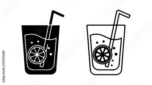 Lemonade glass with straw with transparent background