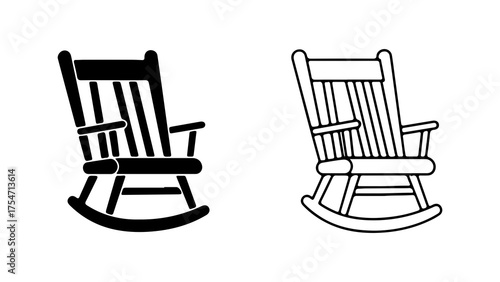 Rocking chairs outline with transparent background