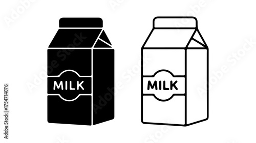 Milk carton icons with transparent background