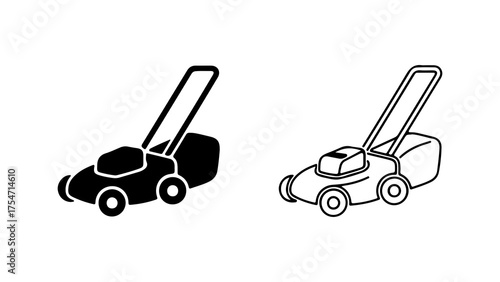 Lawnmower icon set with transparent background