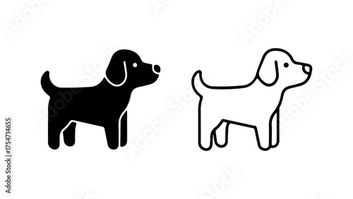 Dog icons with outline and solid fill with transparent background