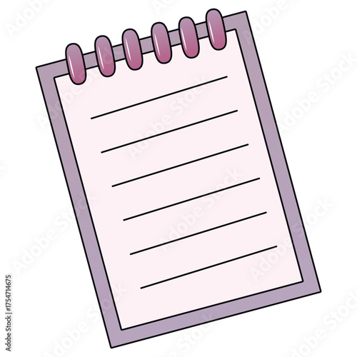 Simple illustration of a blank notepad with lines and a spiral binding