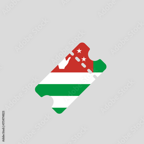 Ticket Pass Icon with Abkhazia Flag Colors
