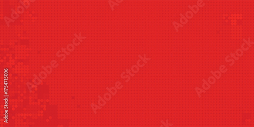 Abstract dots halftone red color pattern gradient texture with technology digital background. Pop art comics style.