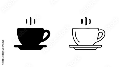 Hot beverage cups with steam with transparent background