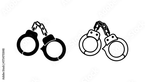 Handcuffs outline and solid with transparent background