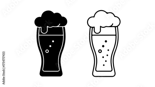 Beer glasses with foam with transparent background