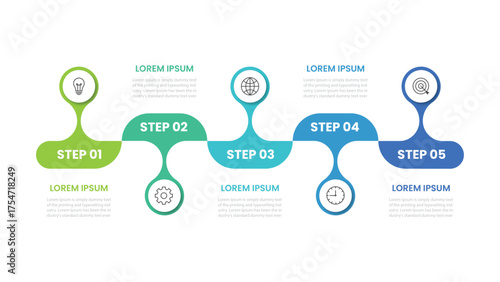 Business infographic 5 important events to success. Annual report, Business presentation template. Vector illustration.