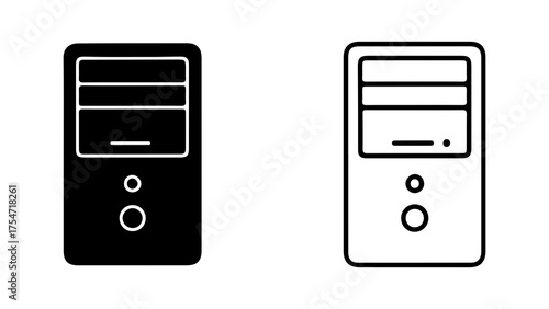 Computer tower icon with transparent background