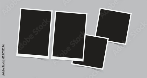 Photo frames realistic. Empty white photos frame, polaroid frames realistic photo templates. collage templates