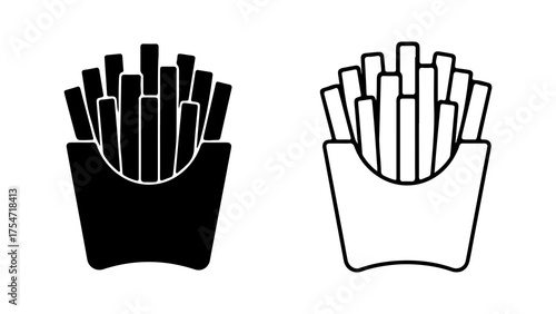 French fries in container with transparent background