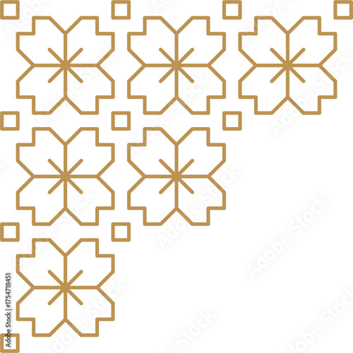 Abstract geometric corner decoration with a floral style