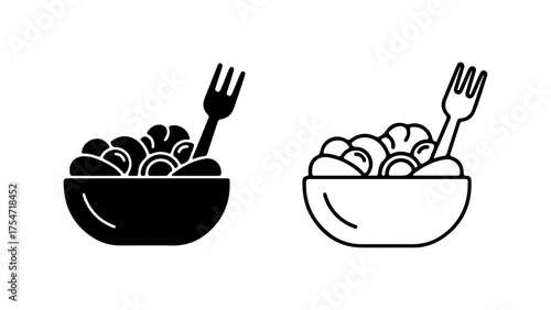 Salad bowl with fork with transparent background